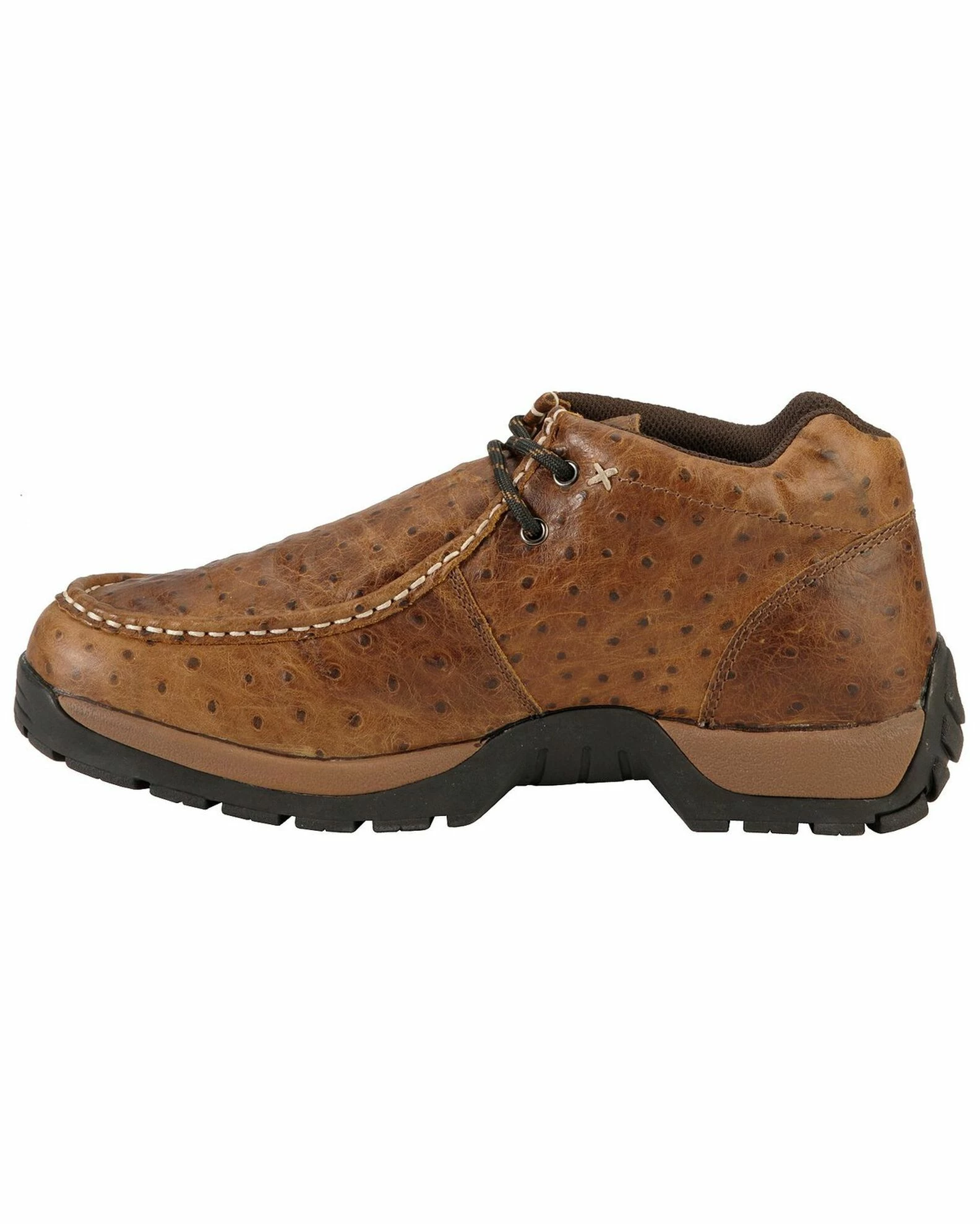Roper Men's Ostrich Print Chukka Casual Boots Brown 5 Roper Men's Ostrich Print Chukka Casual Boots Brown - Image 3