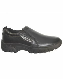 Roper Performance Smooth Leather Slip-On Shoes - Round Toe For Men's Black