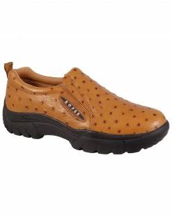 Roper Performance Slip-On Ostrich Print Casual Shoes -Â Wide For Men's Tan
