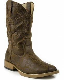 Roper Men's Distressed Broad Square Toe Western Boots Black -Roper Shop 038A67 22 P1 1