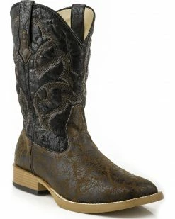 Roper Men's Distressed Broad Square Toe Western Boots Black -Roper Shop 038A67 89 P1