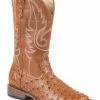Roper Faux Ostrich Cowboy Boots - Wide Square Toe For Men's Tan -Roper Shop 038A96 22 P1