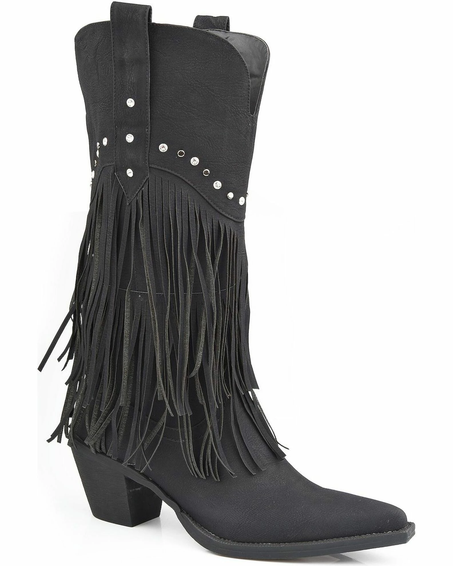 Roper Women's Fringe Western Boots Black 3 Roper Women's Fringe Western Boots Black