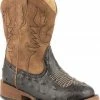 Roper Boys' Ostrich Print Cowboy Boots - Square Toe Brown 1 Roper Boys' Ostrich Print Cowboy Boots - Square Toe Brown -Roper Shop 04528H 41 P1