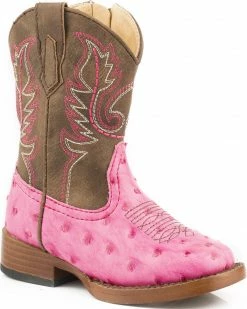 Roper Toddler Girls' Pink Ostrich Print Boots - Square Toe For Toddler-Girls' -Roper Shop 04528J 63 P1 1