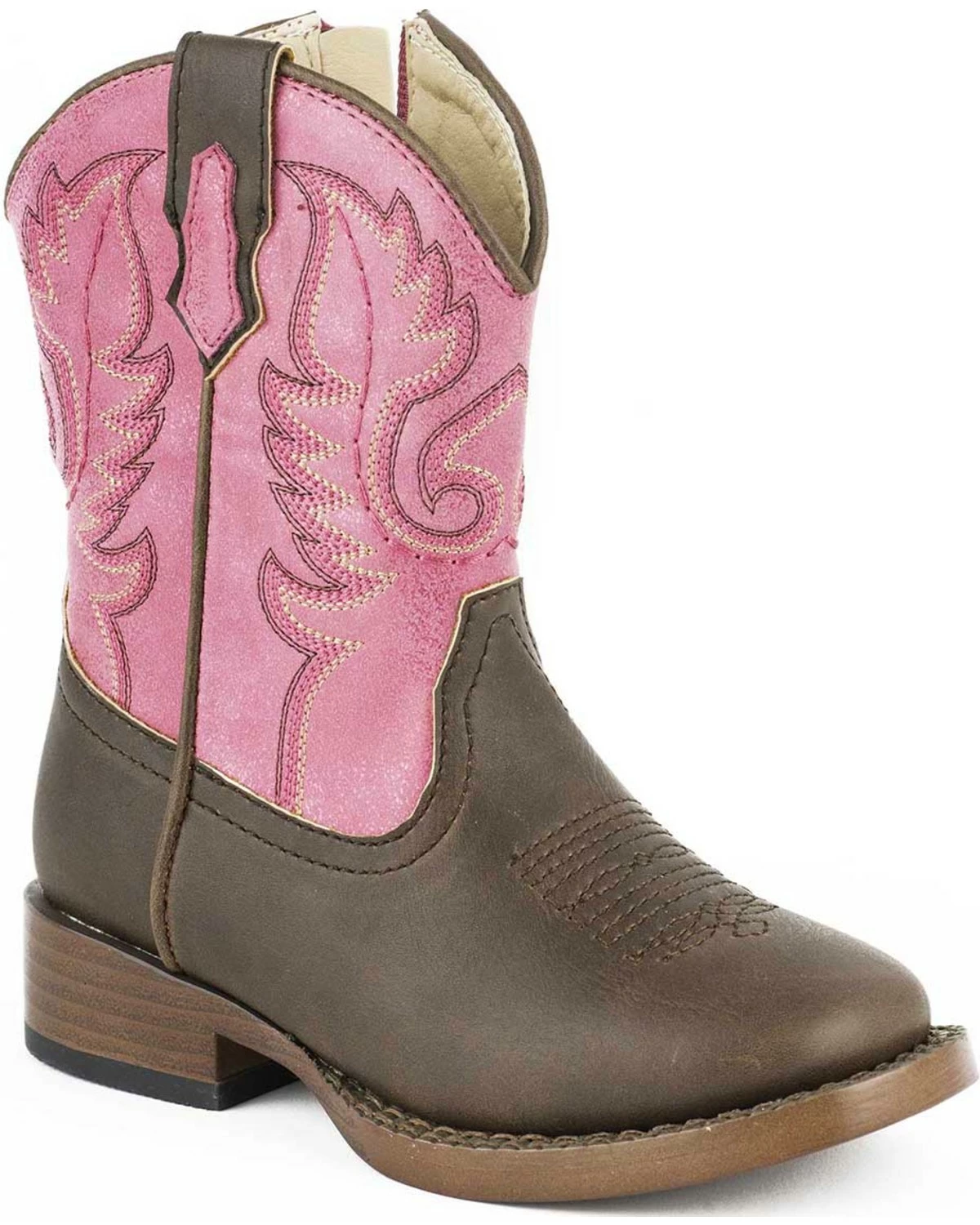 Roper Toddler Girls' Pink Full-Grain Leather Western Boots - Square Toe For Toddler-Girls' 4 Roper Toddler Girls' Pink Full-Grain Leather Western Boots - Square Toe For Toddler-Girls' - Image 2