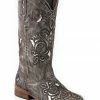 Roper Fancy Silver Inlay Cowgirl Boots - Square Toe For Women's Brown -Roper Shop 045Z82 41 P1