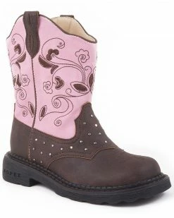 Roper Girls' Light Up Western Boots Brown