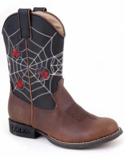 Roper Kid's Light Up Spider Web Western Boots For Boys' Brown