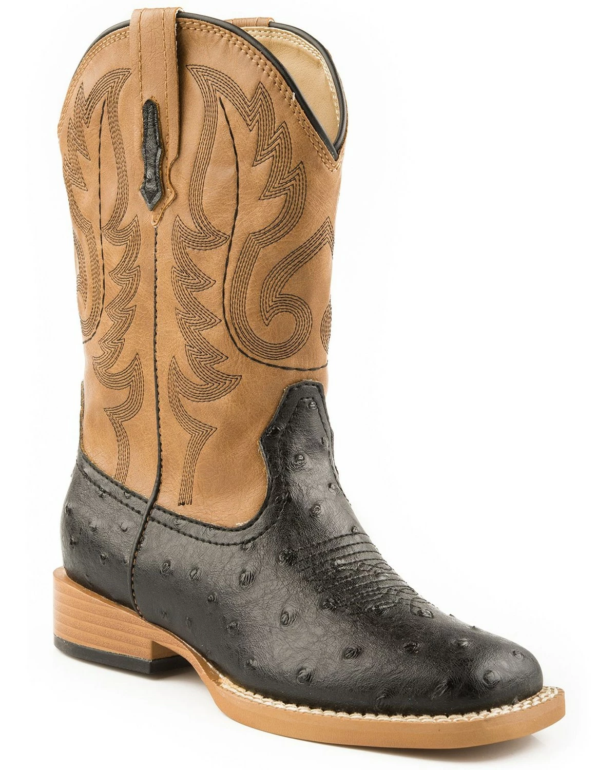 Roper Youth Ostrich Print Western Boots For Youth Boys' Black 4 Roper Youth Ostrich Print Western Boots For Youth Boys' Black - Image 2