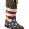 Roper Kid's Americana Flag Square Toe Western Boots For Boys' Brown 1 Roper Kid's Americana Flag Square Toe Western Boots For Boys' Brown -Roper Shop 053H31 41 P1