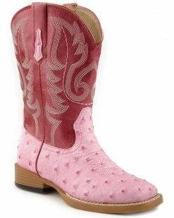Roper Kid's Ostrich Western Boots For Youth Girls' Brown 7 Roper Kid's Ostrich Western Boots For Youth Girls' Brown -Roper Shop 053H38 63 P1