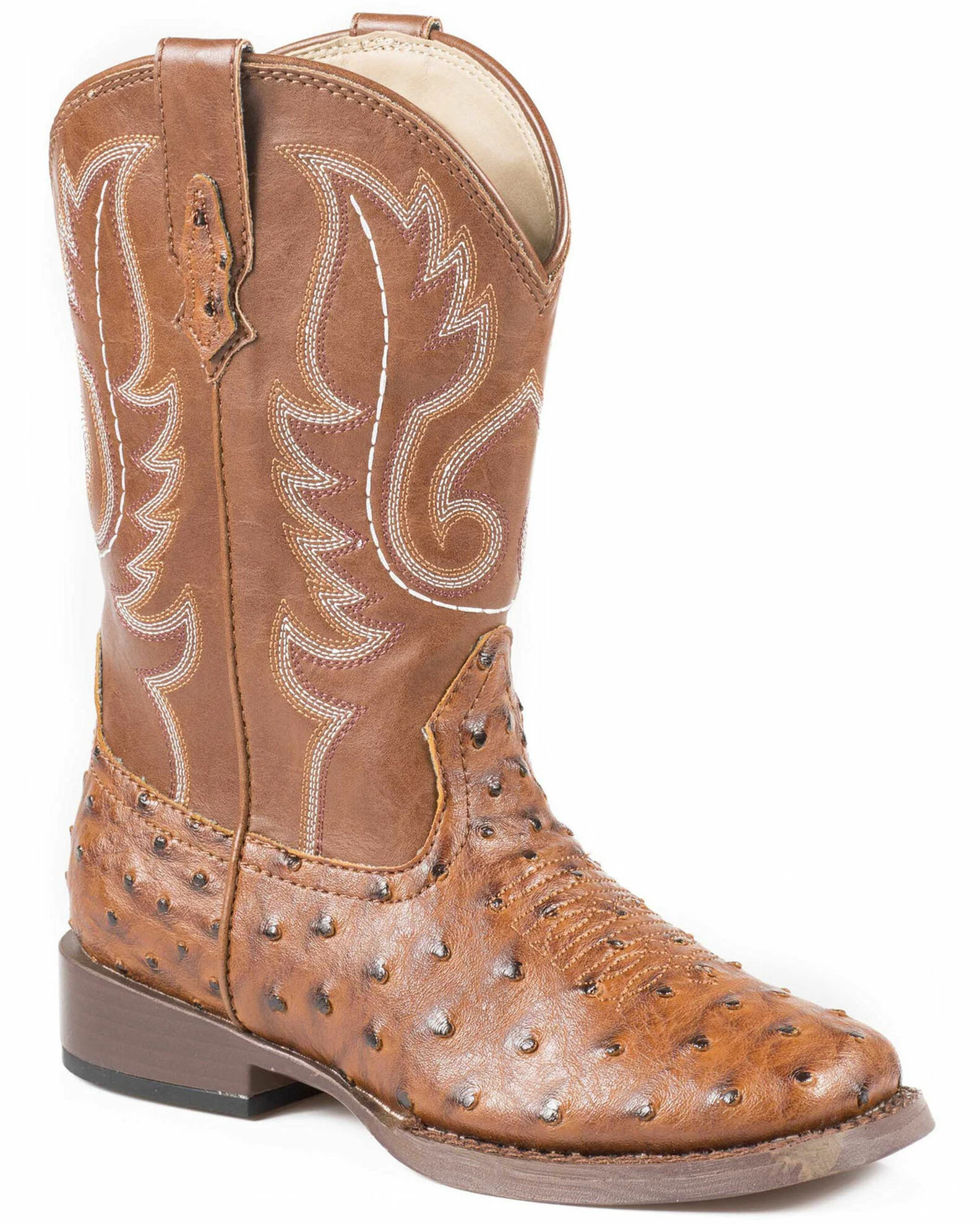 Roper Boys' Ostrich Print Cowboy Boots - Square Toe Turquoise 3 Roper Boys' Ostrich Print Cowboy Boots - Square Toe Turquoise