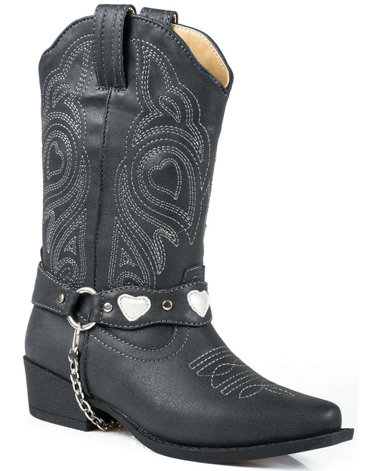 Roper Youth Girls' Black Harness Cowgirl Boots - Round Toe 4 Roper Youth Girls' Black Harness Cowgirl Boots - Round Toe - Image 2
