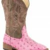 Roper Youth Girls' Pink Faux Ostrich Print Cowgirl Boots - Square Toe 2 Roper Youth Girls' Pink Faux Ostrich Print Cowgirl Boots - Square Toe -Roper Shop 053U22 63 P1