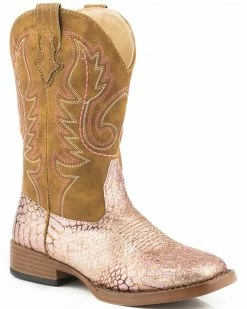 Roper Shop 29 Roper Youth Girls' Pink 'n Gold Glitter Cowgirl Boots - Square Toe
