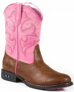 Roper Girls' Lightning Light-Up Western Boots For Youth Girls' Tan