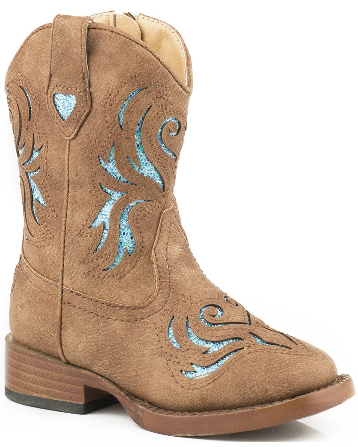 Roper Toddler Girls' Tan Glitter Breeze Cowgirl Boots - Square Toe For Toddler-Girls' 4 Roper Toddler Girls' Tan Glitter Breeze Cowgirl Boots - Square Toe For Toddler-Girls' - Image 2