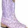 Roper Infant's Floral Glitter Square Toe Western Boots For Toddler-Girls' Purple -Roper Shop 053U44 76 P1
