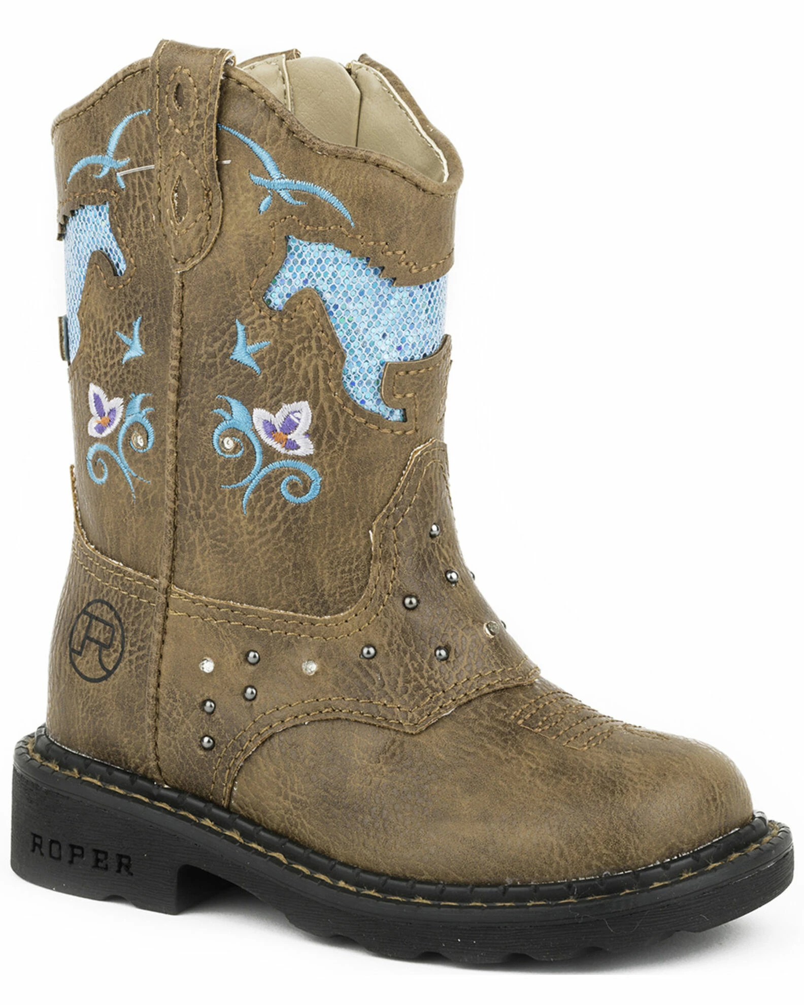 Roper Infant's Horse Flowers Dazzel Lights Western Boots For Toddler-Girls' Tan 3 Roper Infant's Horse Flowers Dazzel Lights Western Boots For Toddler-Girls' Tan