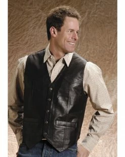 Roper Men's Lamb Leather Vest Black -Roper Shop 082C87 41 P1