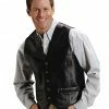 Roper Men's Lamb Leather Vest Black 2 Roper Men's Lamb Leather Vest Black -Roper Shop 082C87 89 P1