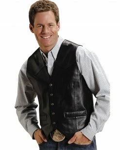 Roper Men's Lamb Leather Vest Black