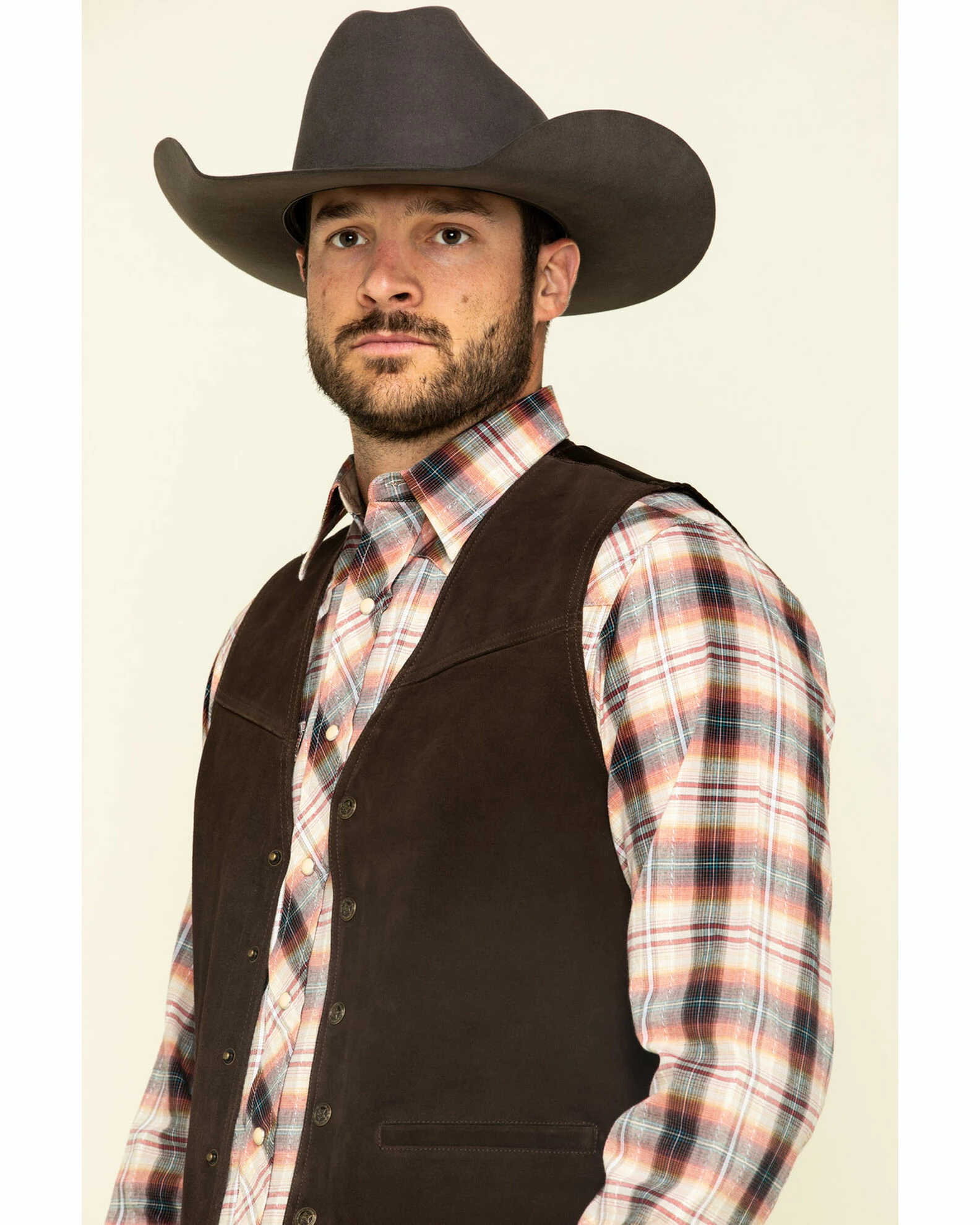 Roper Men's Suede Buckle Tie Vest Brown 8 Roper Men's Suede Buckle Tie Vest Brown - Image 6