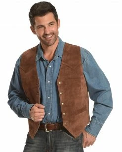 Roper Suede Vest For Men's Brown
