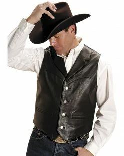 Roper Men's Nappa Notched Collar Leather Vest Black 7 Roper Men's Nappa Notched Collar Leather Vest Black -Roper Shop 082D27 41 P1