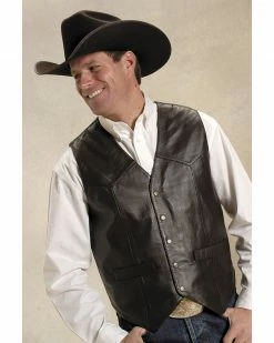 Roper Men's Basic Western Lambskin Vest - Tall Brown