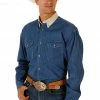 Roper Men's Contrasting Collar Twill Long Sleeve Western Shirt - Big & Tall Denim -Roper Shop 083J76 N9 P1
