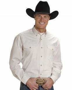 Roper Men's Solid Poplin Long Sleeve Western Shirt - Big & Tall Khaki