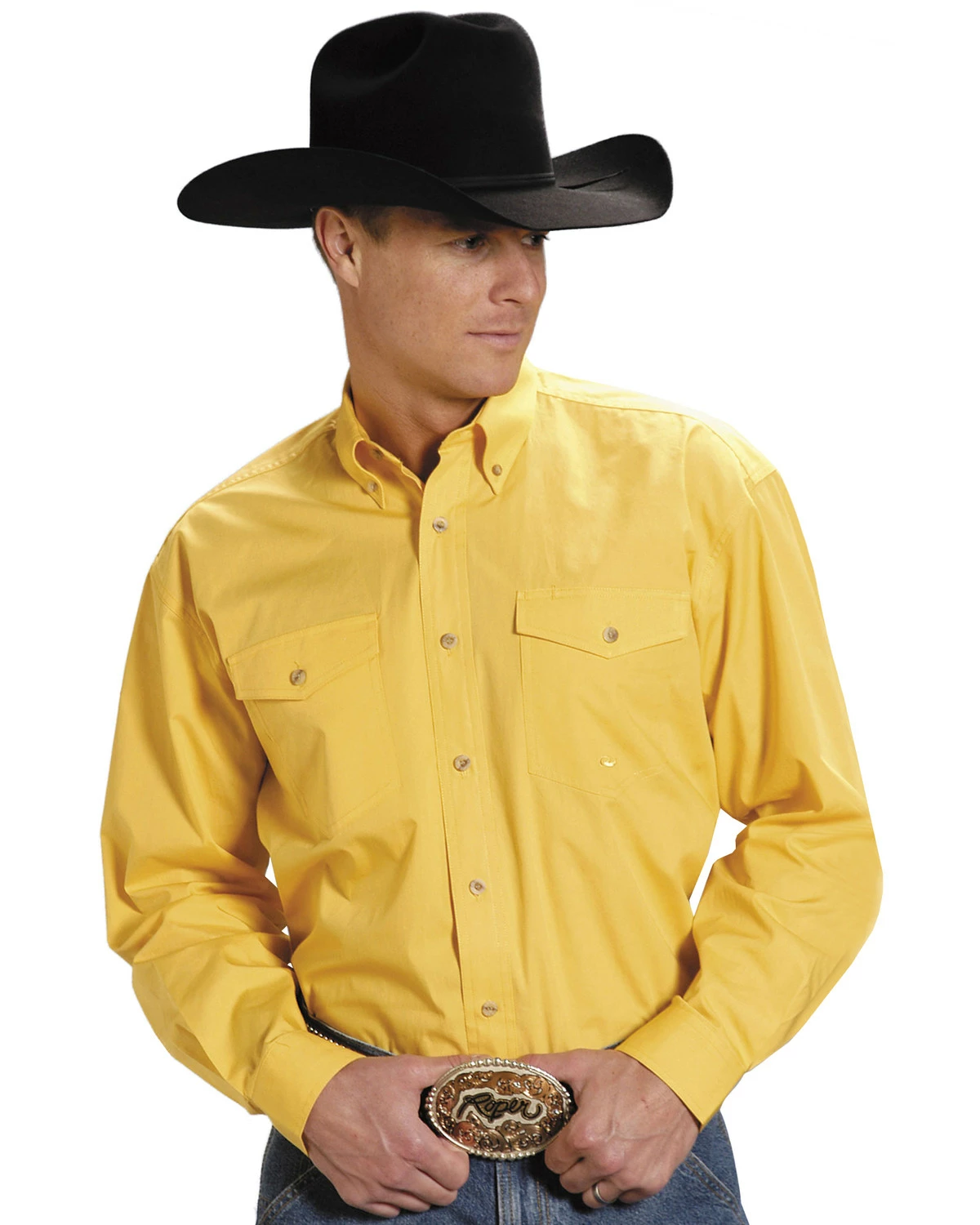 Roper Men's Solid Poplin Long Sleeve Western Shirt - Big & Tall Khaki 5 Roper Men's Solid Poplin Long Sleeve Western Shirt - Big & Tall Khaki - Image 3
