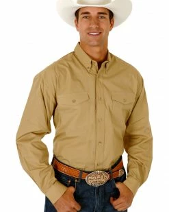 Roper Men's Solid Poplin Long Sleeve Western Shirt - Big & Tall Khaki 13 Roper Men's Solid Poplin Long Sleeve Western Shirt - Big & Tall Khaki -Roper Shop 083J81 28 P1