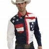 Roper Men's American Flag Long Sleeve Western Shirt Patriotic 2 Roper Men's American Flag Long Sleeve Western Shirt Patriotic -Roper Shop 0924J6 U9 P1
