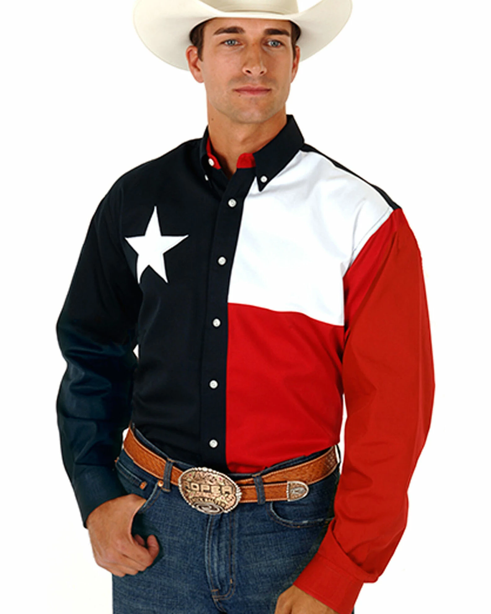 Roper Texas Flag Shirt For Men's Navy 3 Roper Texas Flag Shirt For Men's Navy