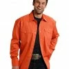 Roper Men's Orange Basic Solid Long Sleeve Western Shirt 2 Roper Men's Orange Basic Solid Long Sleeve Western Shirt -Roper Shop 2000221241 800 P1