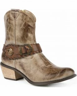 Roper Women's Mae Buckle Strap Fashion Boots - Round Toe Tan