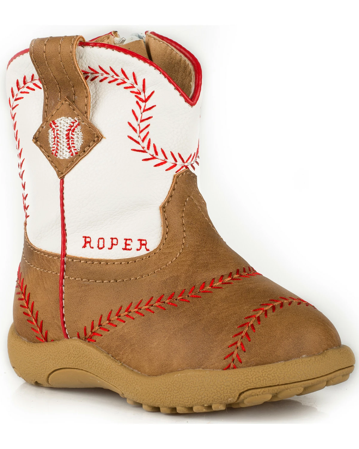 Roper Infant Boys' Cowbaby Baseball Pre-Walker Cowboy Boots - Round Toe For Infant-Boys' Tan 4 Roper Infant Boys' Cowbaby Baseball Pre-Walker Cowboy Boots - Round Toe For Infant-Boys' Tan - Image 2