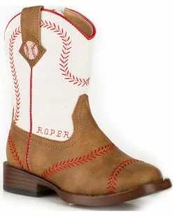 Roper Toddler Boys' Baseball Cowboy Boots - Square Toe For Toddler-Boys' Tan