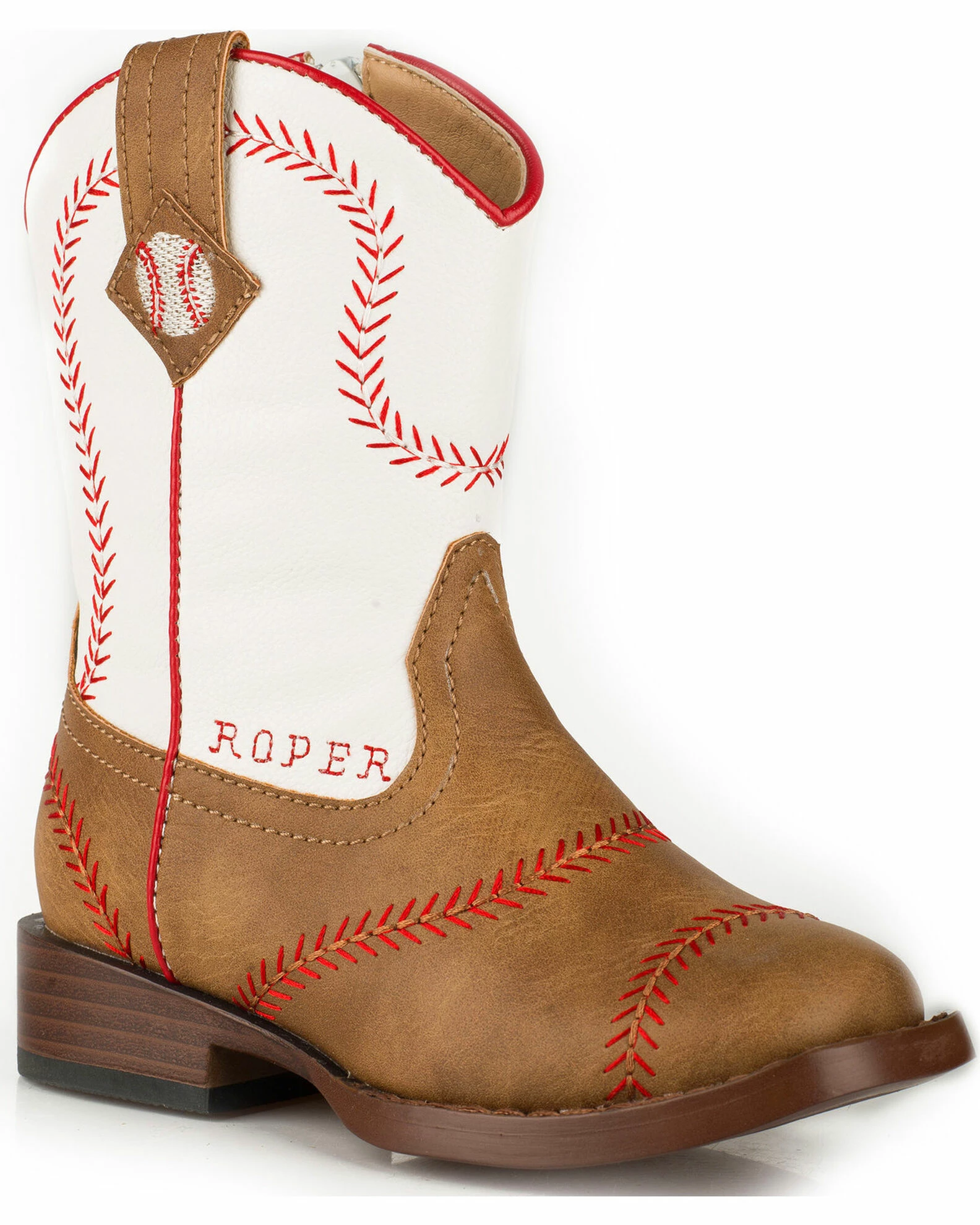 Roper Toddler Boys' Baseball Cowboy Boots - Square Toe For Toddler-Boys' Tan 3 Roper Toddler Boys' Baseball Cowboy Boots - Square Toe For Toddler-Boys' Tan