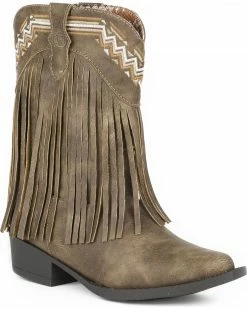Roper Girls' Brown Fringed Western Boots - Pointed Toe