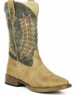 Roper Boys' Arrowheads Cowboy Boots - Square Toe Tan