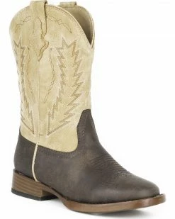 Roper Boys' Billy Arrowhead Cowboy Boots - Square Toe Brown