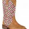 Roper Girls' Tan Glitter Geo Pattern Boots - Square Toe 1 Roper Girls' Tan Glitter Geo Pattern Boots - Square Toe -Roper Shop 2000224185 280 P1