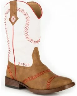 Roper Shop 5 Roper Boys' Baseball Cowboy Boots - Square Toe Tan