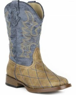 Roper Youth Boys' Tan Cross Cut Western Boots - Square Toe