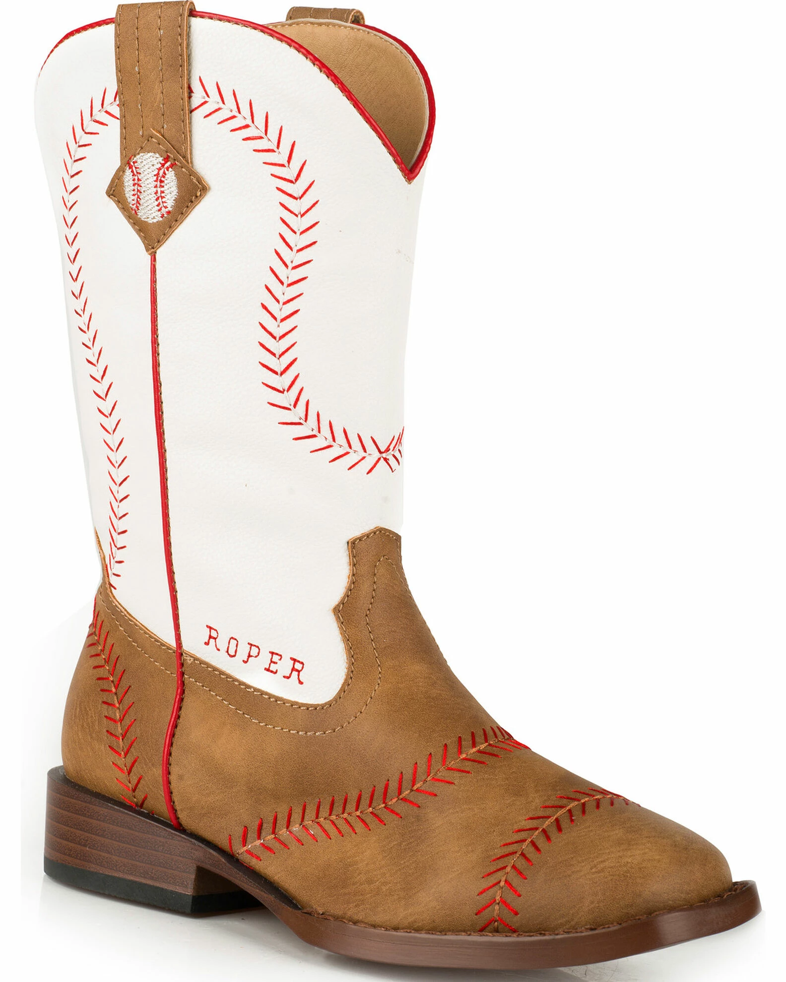 Roper Youth Boys' Baseball Western Boots - Square Toe Tan 3 Roper Youth Boys' Baseball Western Boots - Square Toe Tan