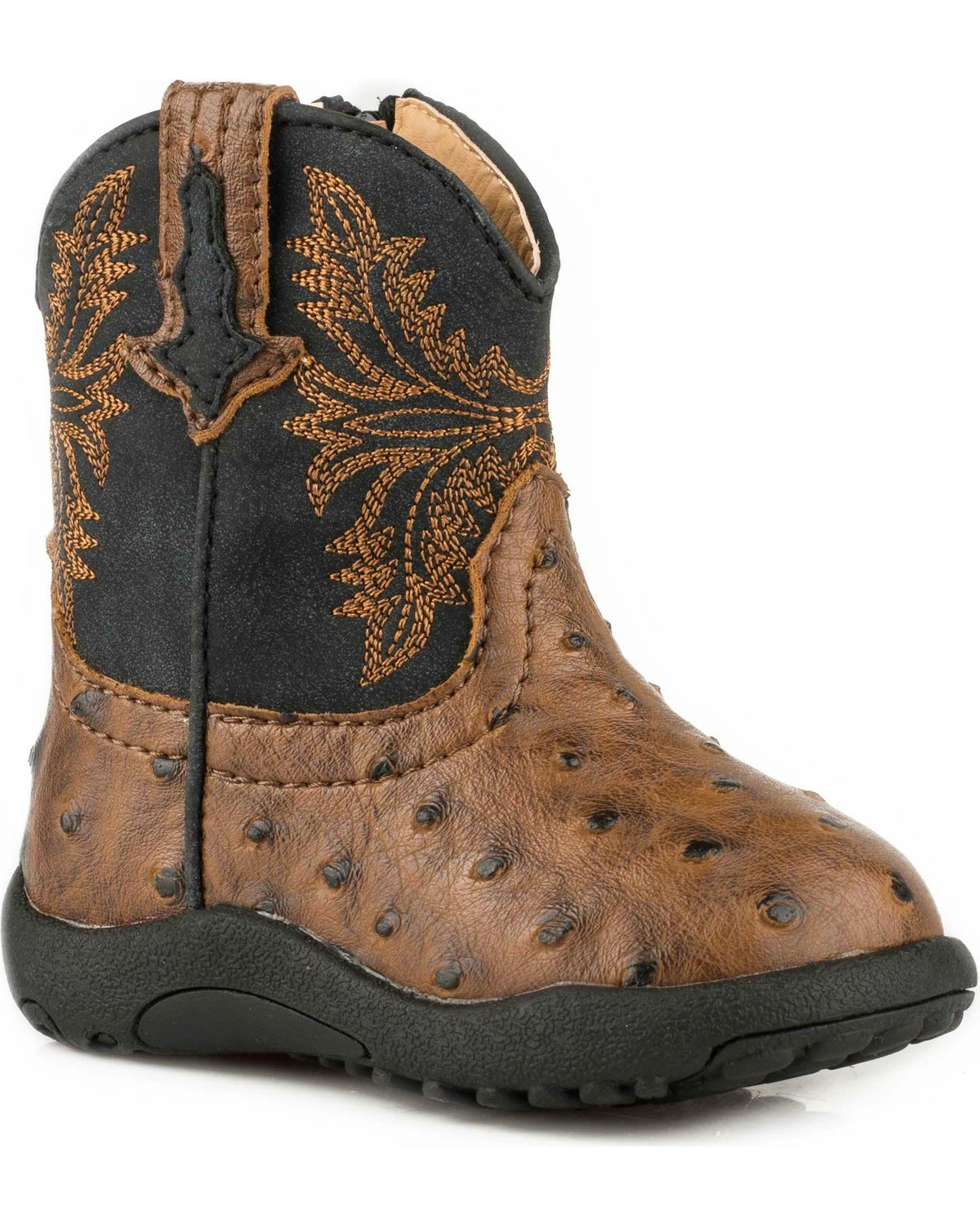 Roper Infant Boys' Jed Brown Ostrich Print Cowbabies Pre-Walker Boots - Round Toe For Infant-Boys' 4 Roper Infant Boys' Jed Brown Ostrich Print Cowbabies Pre-Walker Boots - Round Toe For Infant-Boys' - Image 2
